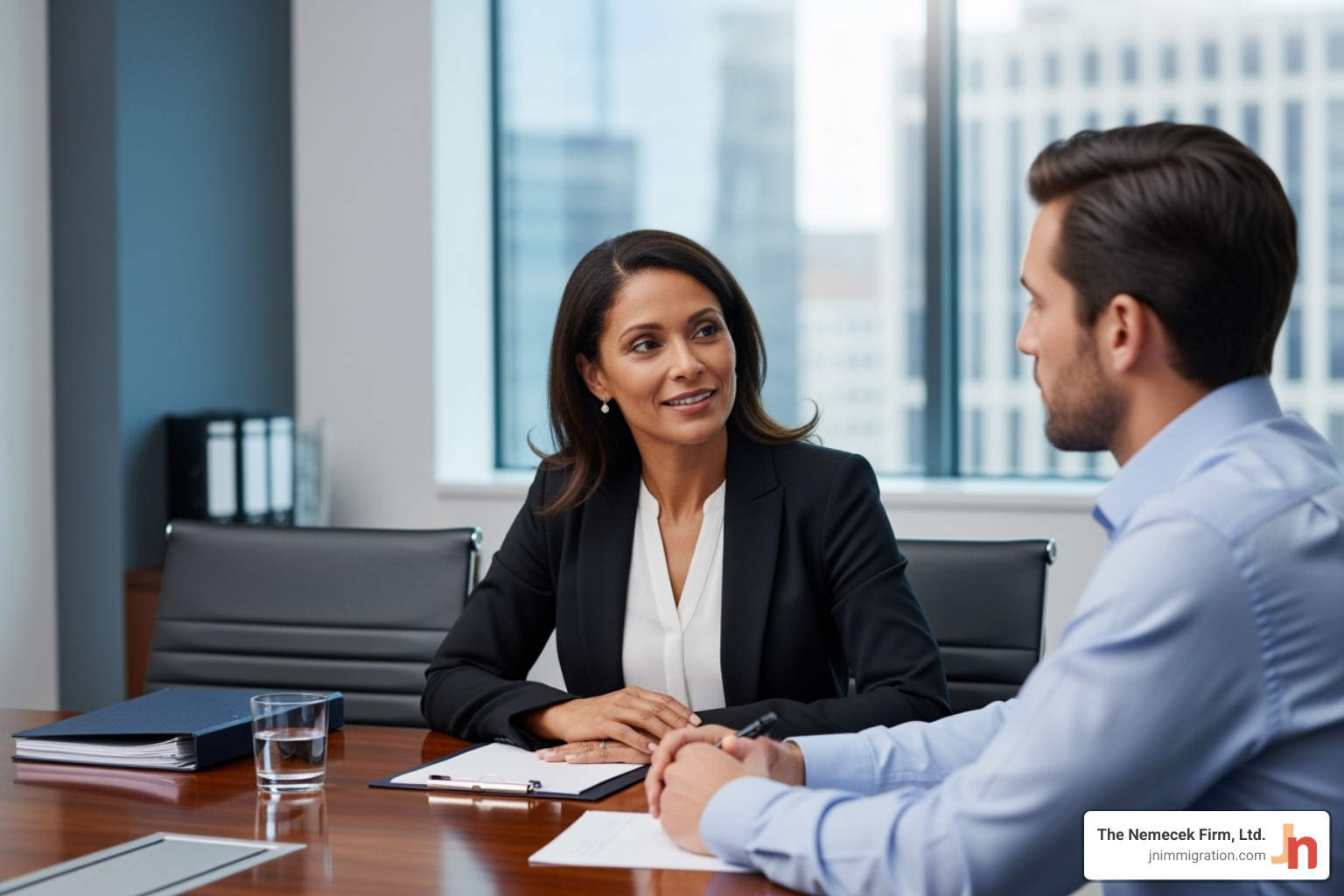 Compassionate attorney consulting with a client - LGBT immigration attorney Compassionate attorney consulting with a client - LGBT immigration attorney