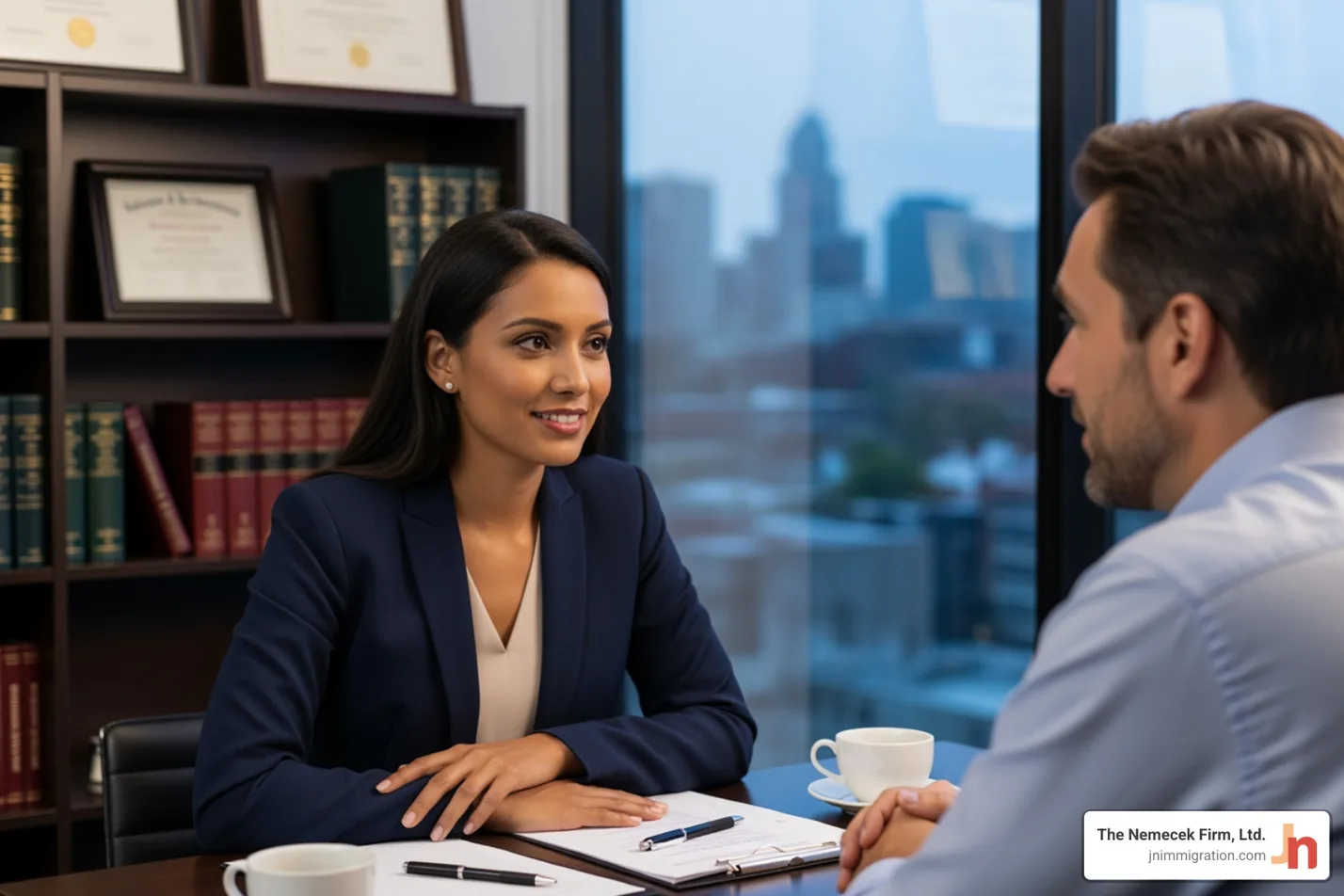 attorney compassionately consulting with a client - Immigration asylum attorney