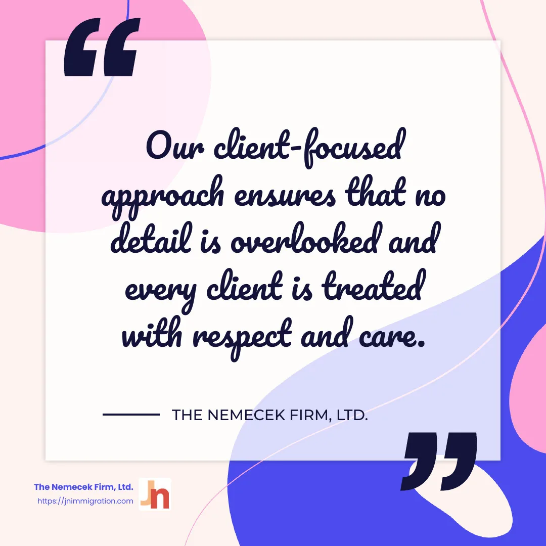 Quote about The Nemecek Firm’s dedication to clients - ohio immigration lawyer infographic simple-quote-colorful Quote about The Nemecek Firm’s dedication to clients - ohio immigration lawyer infographic simple-quote-colorful