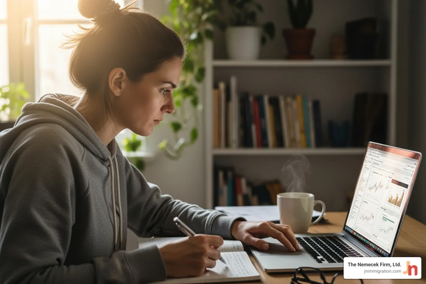 Person researching lawyers on a laptop - Immigration attorney Columbus Ohio